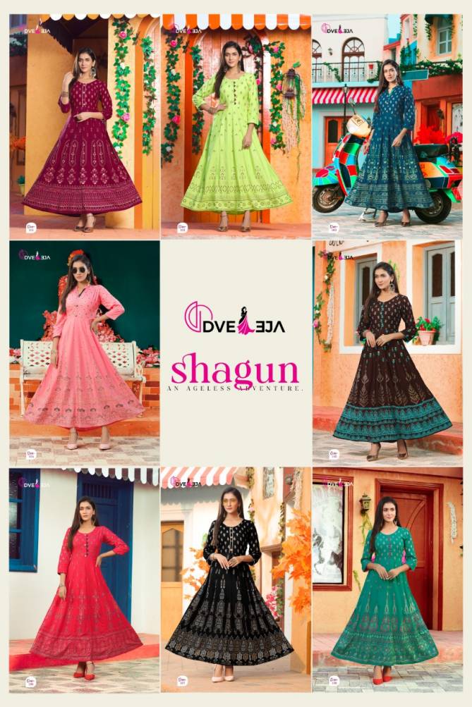 Dveeja Shagun New Designer Ethnic Wear Rayon Long Anarkali Kurti Collection